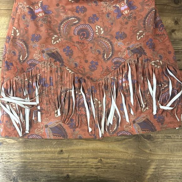 Idyllwind Women’s Orange Design Fringe Skirt Size S - Picture 4 of 5